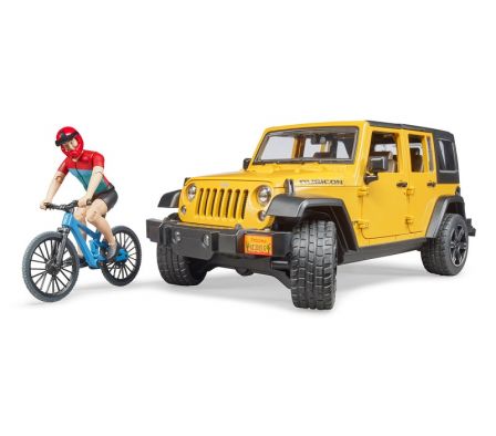 BRUDER JEEP WRANGLER CON BICI Y CICLISTA