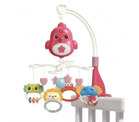 MOVIL DE CUNA CON PROYECTOR ROSA