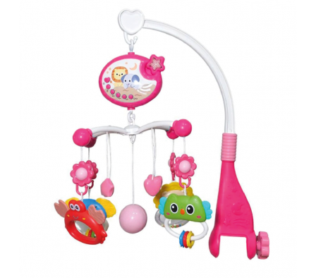 MOVIL DE CUNA CON PROYECTOR Y CONTROL ROSA