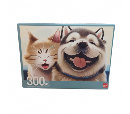 PUZZLE 300 PZAS - GATO Y PERRO FELICES