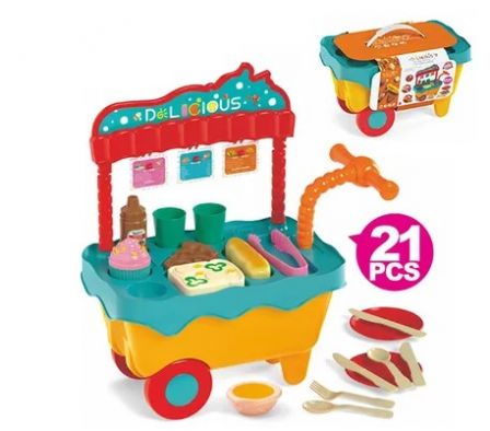 CARRITO DE COMIDA, CAMBIA DE COLOR 21PZAS