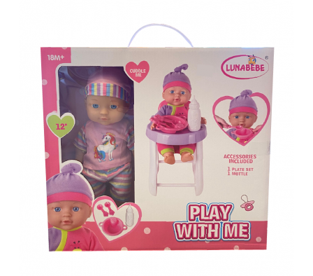 MUÑECA 28CM CON SILLITA DE COMER