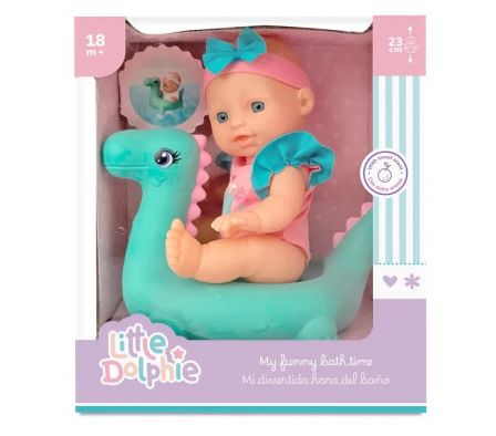 LITTLE DOLPHIE 23 CM CON DINO INFLABLE
