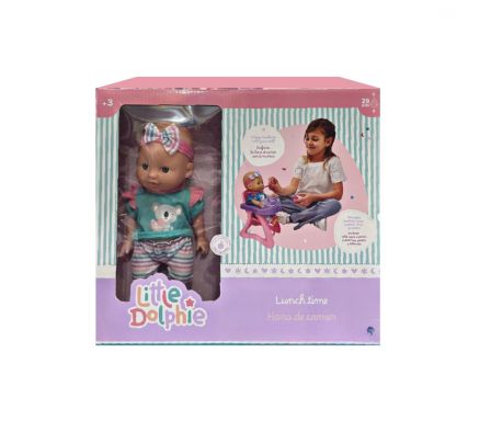 LITTLE DOLPHIE 29CM CON SILLITA DE COMER