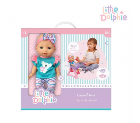 LITTLE DOLPHIE 29CM CON SILLITA DE COMER