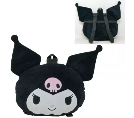 Hello Kitty Kuromi Head Shaped Plush Backpack 10x13"