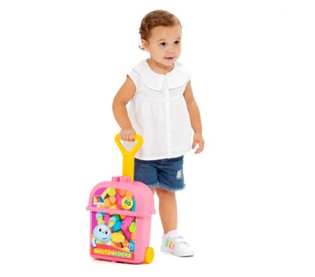 MOLTO CARRITO DE BLOQUES 20 PZAS ROSA