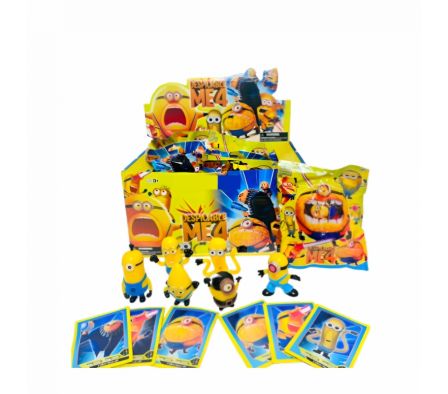 sobres de MINIONS, muñeco de colección + 3 cartas