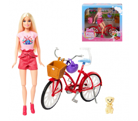 BARBIE BICICLETA CON MUÑECA Y PERRITO